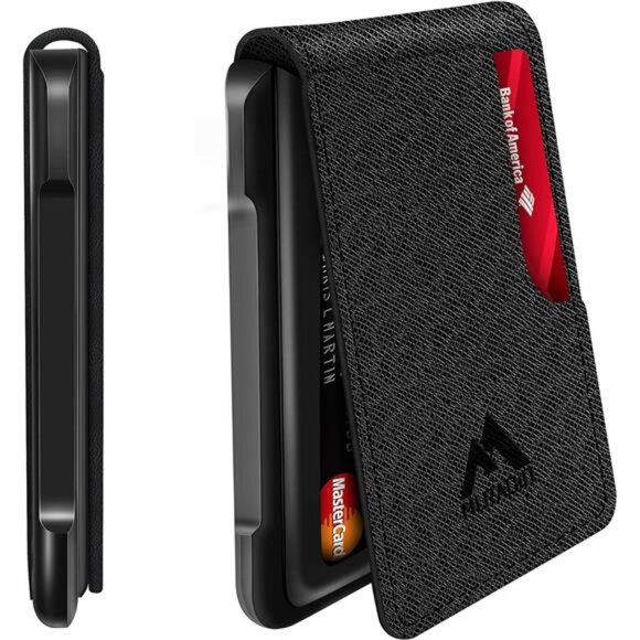 Tactical Bifold Wallets for Men Saffiano Black
